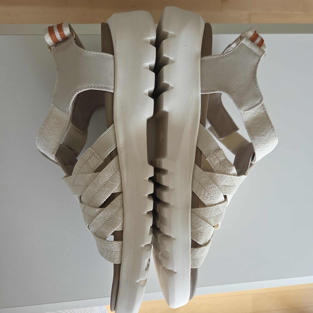 Ryka Blissful Strappy Sandals Size 8.5 Whitecap Beige Stretch Fabric lightweight - Picture 5 of 10